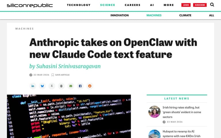Silicon Republic: Anthropic отвечает на волну OpenClaw новой фичей Claude Code