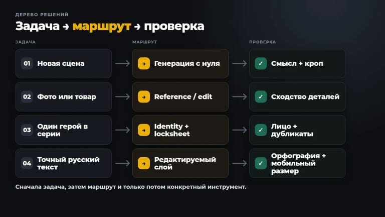 Сначала задача, затем маршрут и только потом конкретный инструмент.