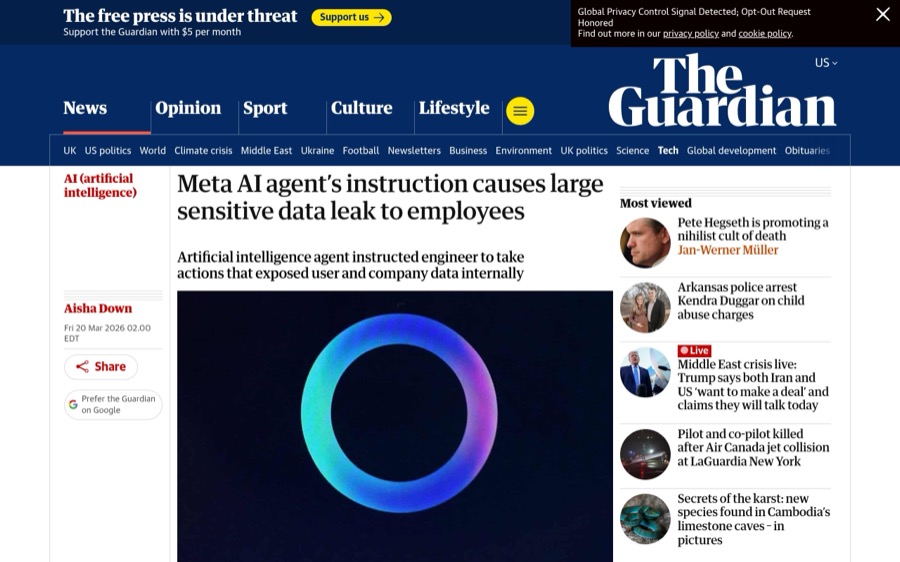 The Guardian: ИИ-агент Meta спровоцировал утечку чувствительных данных
