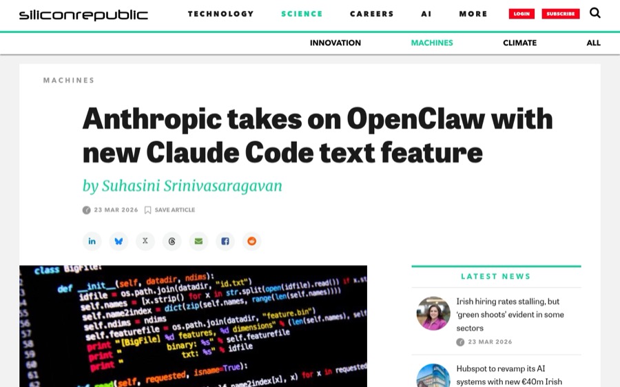 Silicon Republic: Anthropic отвечает на волну OpenClaw новой фичей Claude Code
