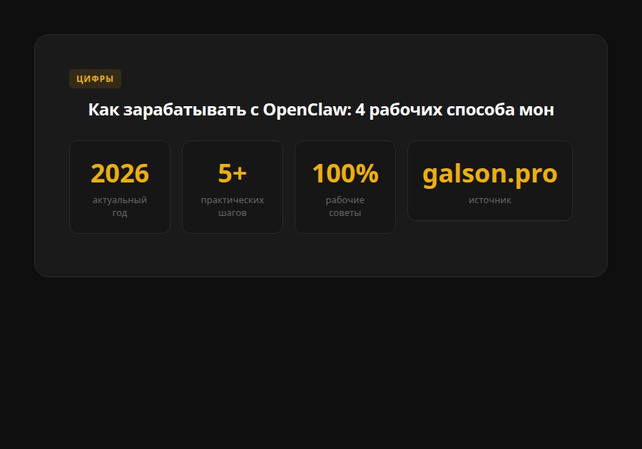 Как зарабатывать с OpenClaw: 4 рабочих способа монетизации ИИ-агента в 2026 году — статистика
