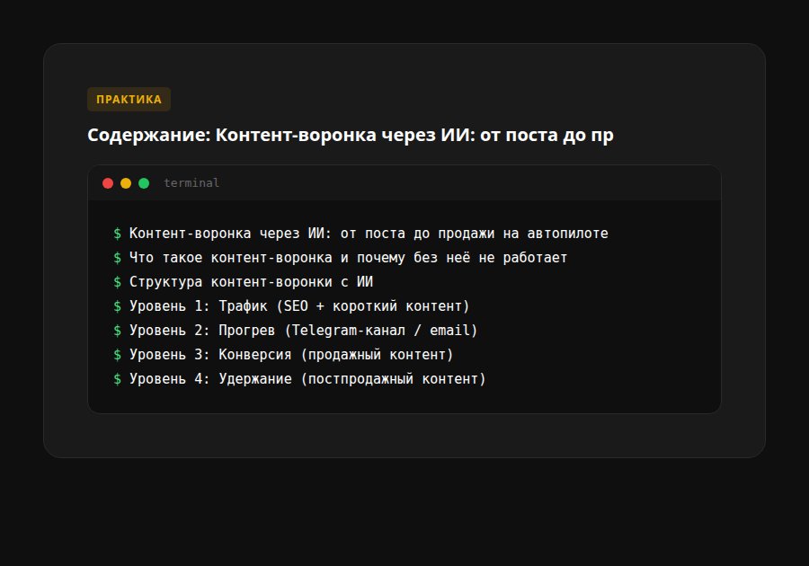 Контент-воронка через ИИ: от поста до продажи на автопилоте — содержание