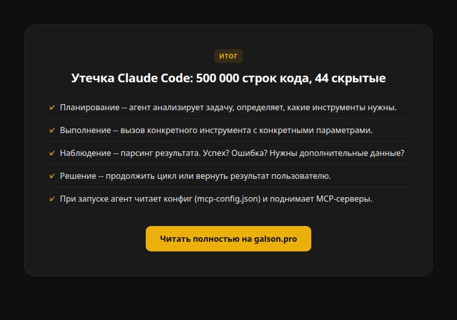 Утечка Claude Code: 500 000 строк кода, 44 скрытые функции и уроки архитектуры ИИ-агентов — итог